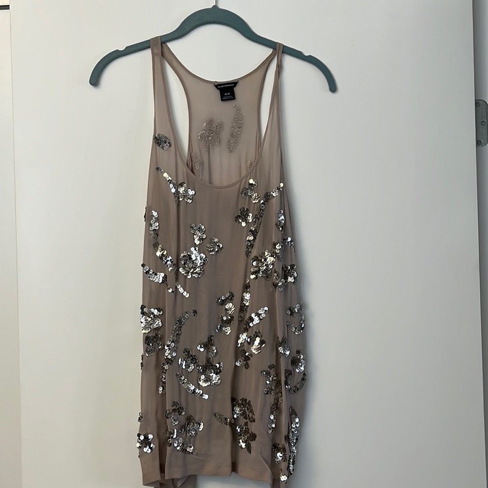 CLUB MONACO Silk sequin pattern tank top